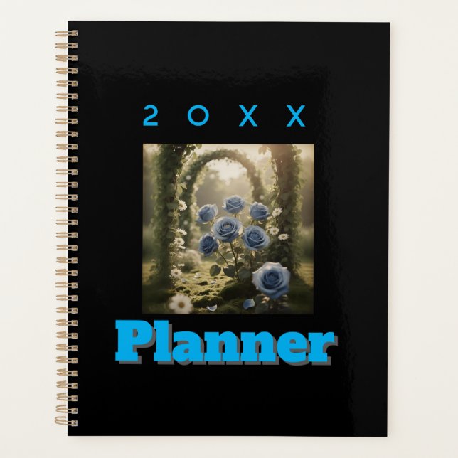 Agenda Rosa azul encantado - Floral romántica elegante (Anverso)