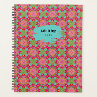Agenda Rosa Caliente y Floral Verde