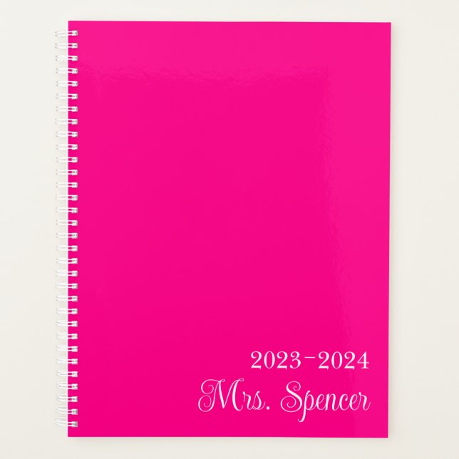 Agenda Rosa Caliente y Nombre de Maestra Blanco (Anverso)