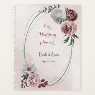Agenda rosa canela rosa blanca floral boda