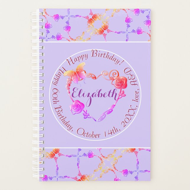 Agenda Rosa de eventos de cumpleaños/Personalizado Planne (Anverso)
