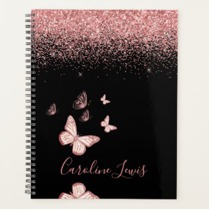 Agenda Rosa De Mariposa Purpurina De Oro 2023 Planner Con