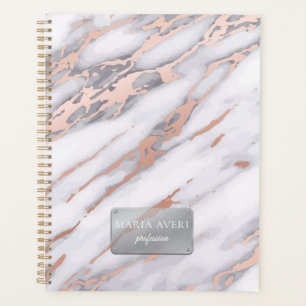 Agenda Rosa de mármol de lujo Gold Metallic Business