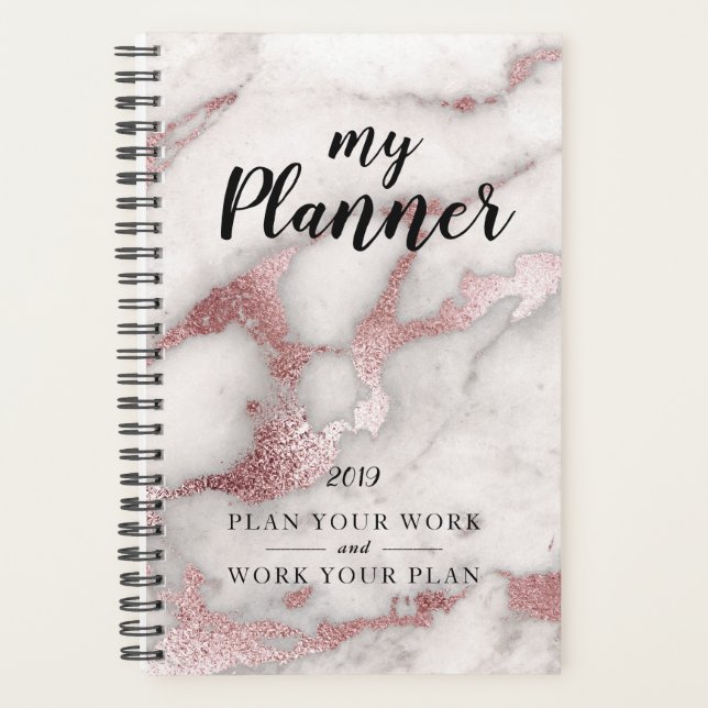 Agenda Rosa de mármol Gold Glam Planner (Anverso)