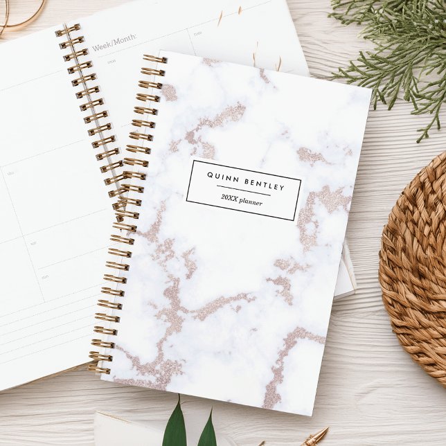 Agenda Rosa de moda Marble de oro personalizado (Subido por el creador)