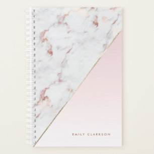 Agenda Rosa de moda Marble de oro Rubor Personalizado