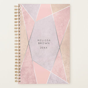Agenda Rosa de moda Oro Geométrico Moderno Plata Rosa