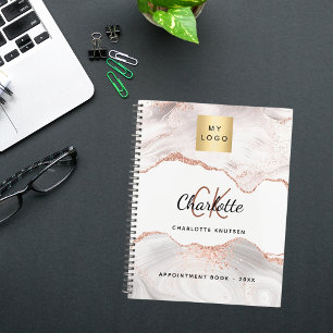 Agenda Rosa de oro agate monograma negocios 2026