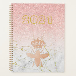 Agenda Rosa de Oro Grande 2021 personalizado de QUEEN BEE