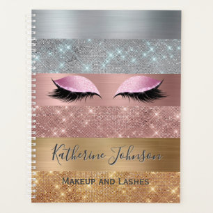 Agenda Rosa de oro plateado Purpurina de oro Stripes Saló
