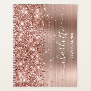 Agenda Rosa Dorado Brillo y Hoja de Firma Swash