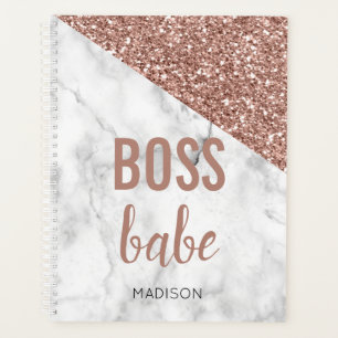 Agenda Rosa Dorado Personalizado con Purpurina   Mármol J