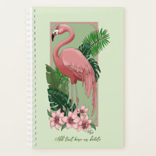 Agenda Rosa Flamingo Green Leaves Lily