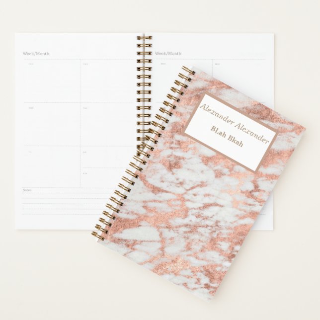 Agenda Rosa Gold Marble Planner (Demostración)