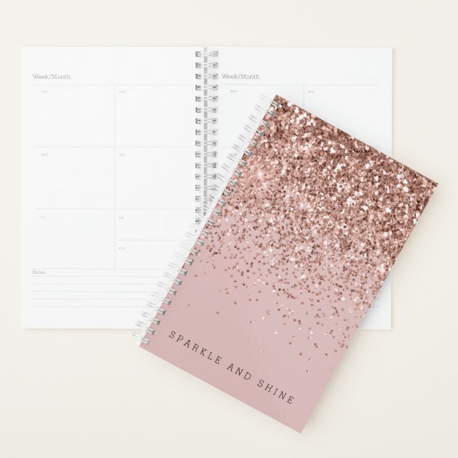 Agenda Rosa Gold Sparkle Faux Purpurina (Demostración)