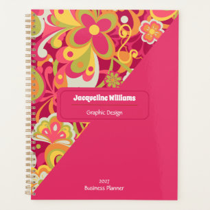 Agenda Rosa Groovy 60s 70s Florales Remolinos II