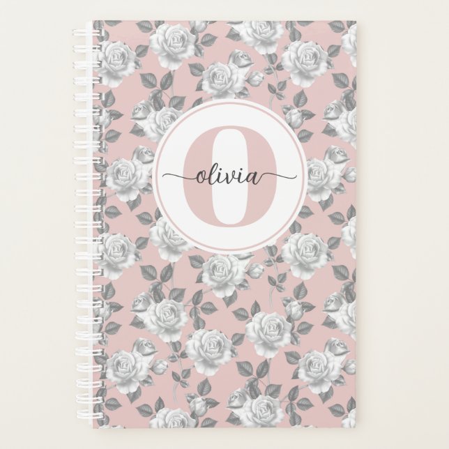 Agenda Rosa Jardín Monograma Pink Planner (Anverso)