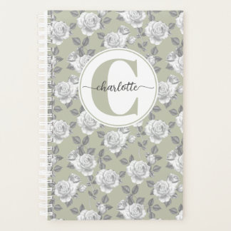 Agenda Rosa Jardín Monograma Sage Green Planner