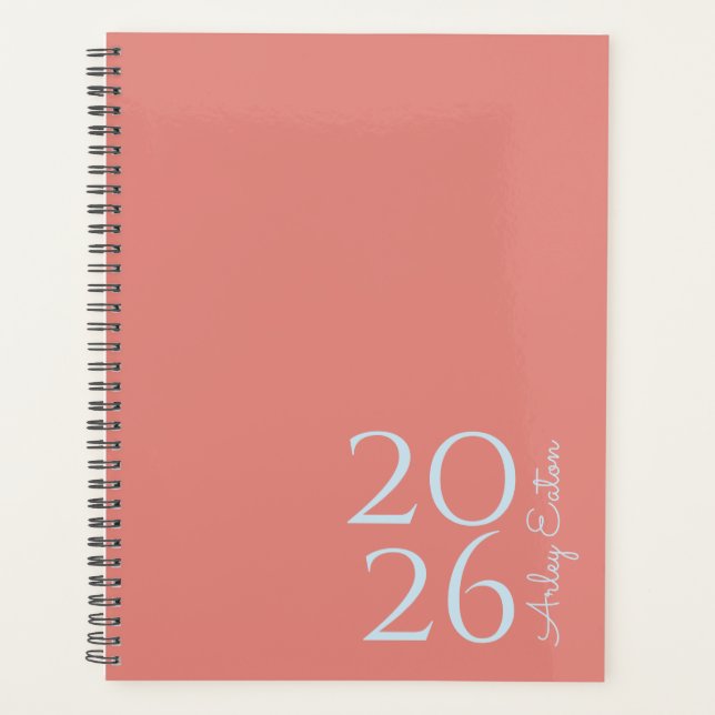 Agenda Rosa minimalista Personalizado Personal Mensual (Anverso)
