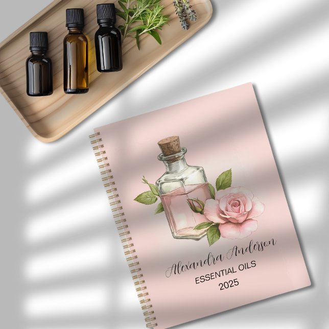 Agenda Rosa natural aceites esenciales acuarela Floral (Natural Rose Essential Oils Watercolor Floral Planner)