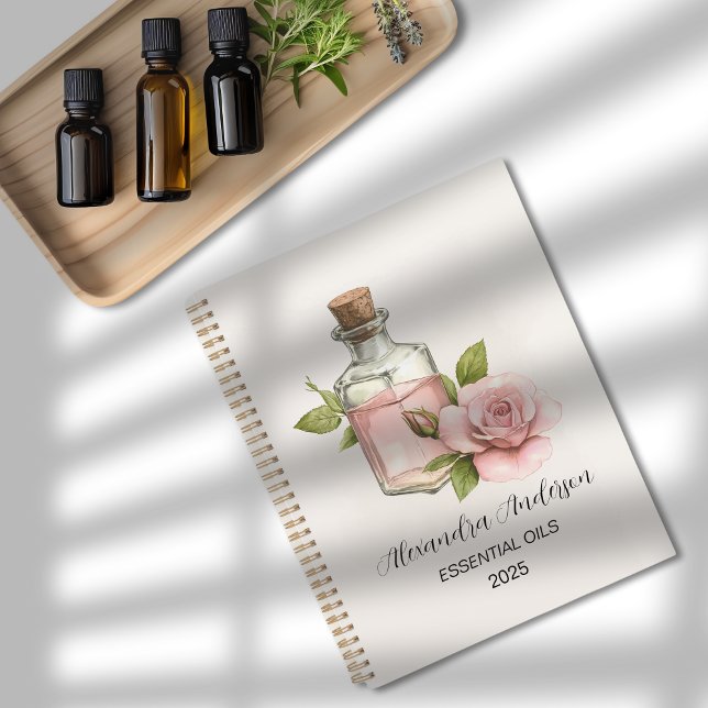 Agenda Rosa natural aceites esenciales acuarela Floral (Natural Rose Essential Oils Watercolor Floral Planner)