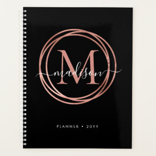 Agenda Rosa negro moderno oro Rubor color rosado círculo 