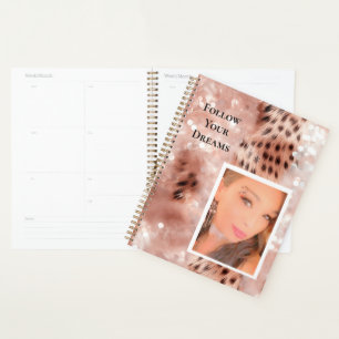 Agenda Rosa Oro Glitzy Leopardo Rosa Tu Foto