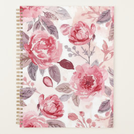 Agenda Rosa Peonía Rosa Floral Acuarela Jardín