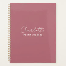 Rosa personalizado elegante planner 2023
