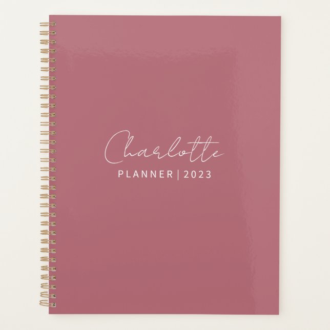 Agenda Rosa personalizado elegante planner 2023 (Anverso)