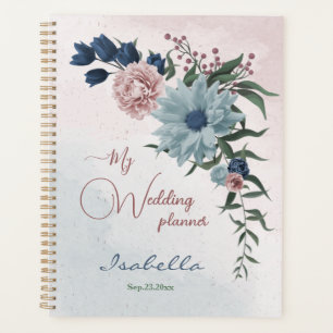 Agenda rosa polvoriento azul azul marino floral vegetació