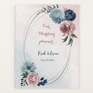 Agenda rosa polvoriento azul azul marino floral vegetació