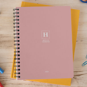 Agenda Rosa polvoriento Monograma clásico personal semana