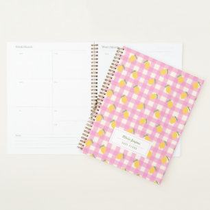 Agenda Rosa Preparado Cuadro Limón Femenino Personalizado