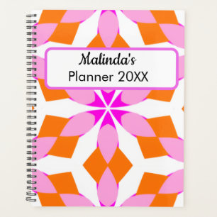 Agenda Rosa púrpura y naranja floral geométrico