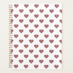 Agenda Rosa purpurina Corazón de Oro Fondo Blanco