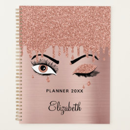 Agenda Rosa Purpurina de goteo de ojecillos rosados de or