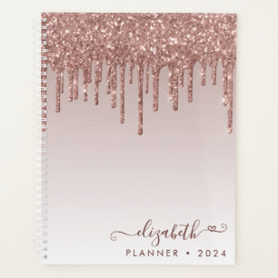 Agenda Rosa Purpurina de oro gotea elegante guión del cor