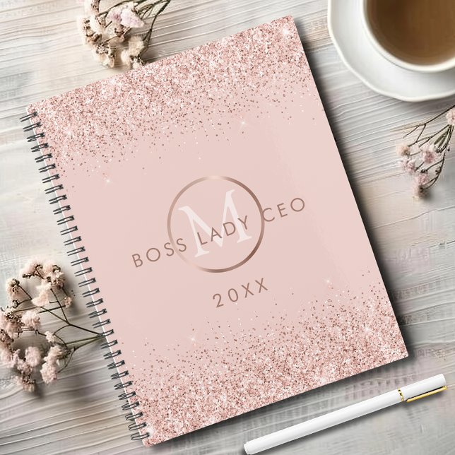 Agenda Rosa Purpurina de oro Jefe Lady CEO Rubor Pink (Rose Gold Glitter Boss Lady CEO Blush Pink Annual Planner)