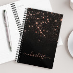 Agenda Rosa Purpurina de oro Sparkly Elegante guión glamo<br><div class="desc">Crea tu propio planificador de destellos de diamante negro y rosa personalizado con tu personalizado moderno guión escrito a mano.</div>