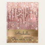 Agenda Rosa Purpurina dorado goteo Bandas de oro Monogram<br><div class="desc">Moderno, lujoso, rosa purpurina de oro gotea sobre planner monogramado de rayas purpurinas de color oro y rosa oro. Este diseño presenta rayas purpurinas chispeantes falsas y metalizado de color dorado y purpurina de color rosa rosa rosa rosa rosa rosa rosa rosa con nombre o plantilla de texto monograma. Por...</div>