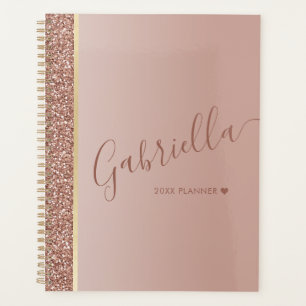 Agenda Rosa Purpurina Gold Personalizado 2025