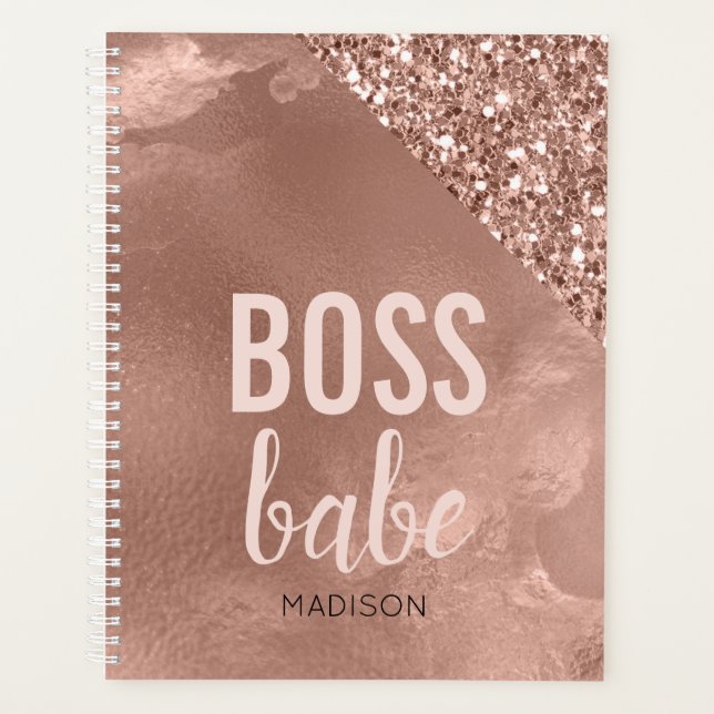 Agenda Rosa  Purpurina Gold personalizado | Pink Boss Bab (Anverso)