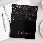 Agenda Rosa Purpurina Oro Elegante Glamoroso guión modern<br><div class="desc">Crea tu propio planificador de destellos de diamante negro y rosa personalizado con tu personalizado moderno guión escrito a mano.</div>