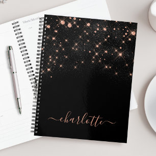 Agenda Rosa Purpurina Oro Elegante Glamoroso guión modern