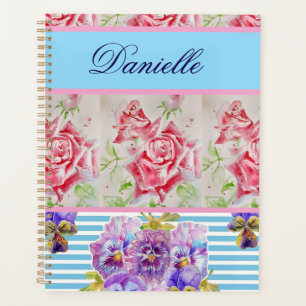 Agenda Rosa Roja Shabby Chic Rosas Acuarela Rosa Azul