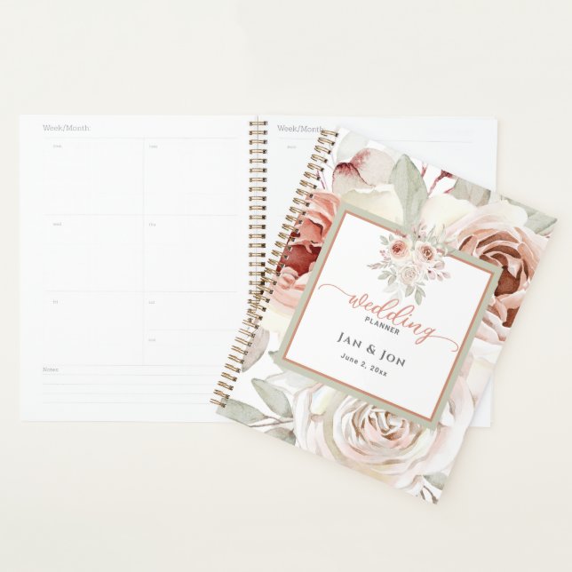 Agenda Rosa Romántico Pastel Pink Editable Wedner Planner (Demostración)