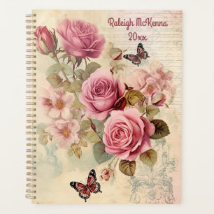 Agenda Rosa rosa Ilustracion estilo diario no deseado clá