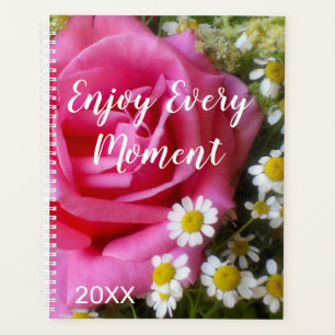 Agenda Rosa rosado caliente y foto en blanco