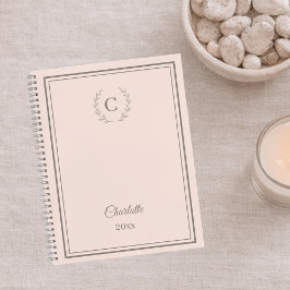 Agenda Rosa sonrojado Monograma Personalizado Lujo Silenc